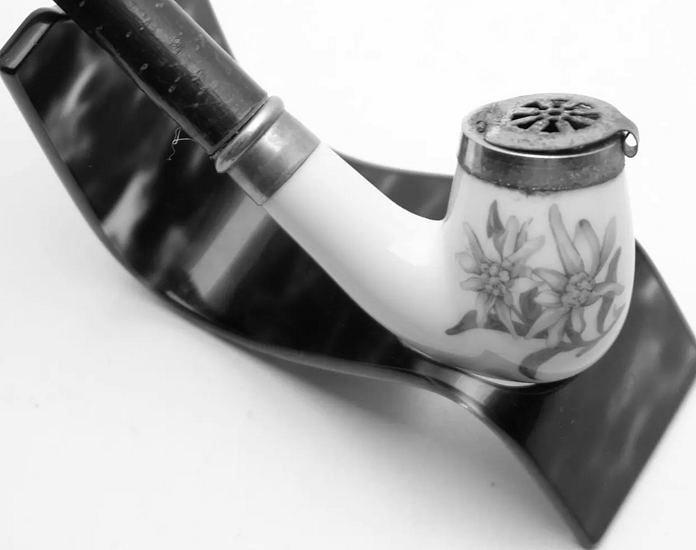 Hunter Nice Vintage Smoking Pipe Porcelaine EP Ring - 5
